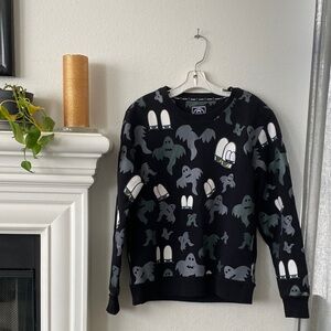 elstinko Black Sweatshirt with Ghost Pattern